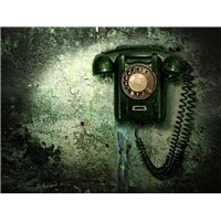 Портреты картины репродукции на заказ - Старый телефон на стене - Фотообои винтаж