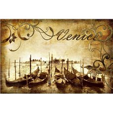 Картина на холсте по фото Модульные картины Печать портретов на холсте Гондолы в Венеции - Фотообои винтаж