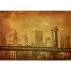 Бруклинский мост в Нью-Йорке - Фотообои винтаж - Модульная картины, Репродукции, Декоративные панно, Декор стен