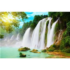 Картина на холсте по фото Модульные картины Печать портретов на холсте Бурлящий водопад в лесу - Фотообои водопады