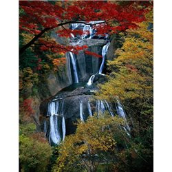 Водопад в осеннем лесу - Фотообои водопады - Модульная картины, Репродукции, Декоративные панно, Декор стен