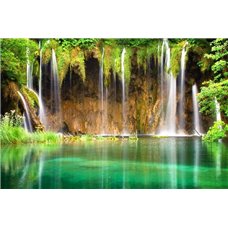 Картина на холсте по фото Модульные картины Печать портретов на холсте Водопад впадающий в озеро - Фотообои водопады