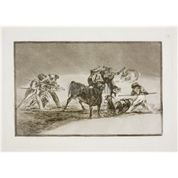 Тавромахия - лист 17. Игра мавров с ослами и быком, концы рогов которого закрыты шариками