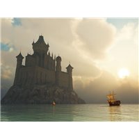 Замок в море - Фотообои Море|побережье