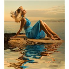 Картина на холсте по фото Модульные картины Печать портретов на холсте Девушка на берегу моря - Фотообои Море