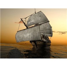 Картина на холсте по фото Модульные картины Печать портретов на холсте Корабль на фоне заката - Фотообои Море
