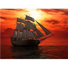 Картина на холсте по фото Модульные картины Печать портретов на холсте Корабль на фоне заката - Фотообои Море