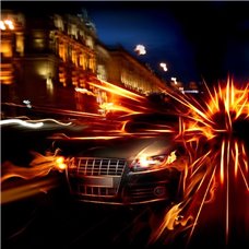 Картина на холсте по фото Модульные картины Печать портретов на холсте Автомобиль в ночном городе - Фотообои Техника и транспорт|автомобили