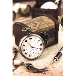 Старинная шкатулка и часы - Фотообои винтаж - Модульная картины, Репродукции, Декоративные панно, Декор стен