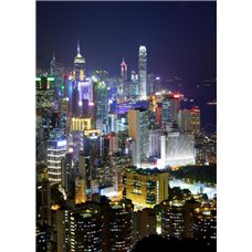 Картина на холсте по фото Модульные картины Печать портретов на холсте Вид на ночной город - Фотообои Современный город|Гонконг