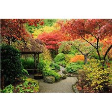 Картина на холсте по фото Модульные картины Печать портретов на холсте Беседка в осеннем саду - Фотообои Японские и просто сады