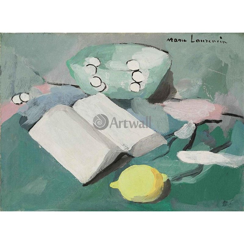 Натюрморт с книгой, лимоном и жемчугом