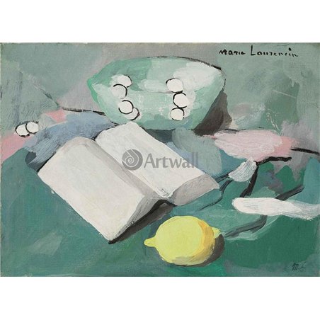 Натюрморт с книгой, лимоном и жемчугом