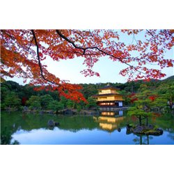 Японский дом у озера - Фотообои Японские и просто сады - Модульная картины, Репродукции, Декоративные панно, Декор стен