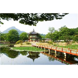 Мост к японскому дому - Фотообои Японские и просто сады - Модульная картины, Репродукции, Декоративные панно, Декор стен