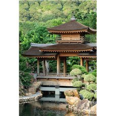 Картина на холсте по фото Модульные картины Печать портретов на холсте Японский дом над водоемом - Фотообои Японские и просто сады