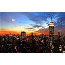 Картина на холсте по фото Модульные картины Печать портретов на холсте Закат в Нью-Йорке - Фотообои Современный город|Нью-Йорк