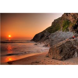 Оранжевый закат - Фотообои Море|побережье - Модульная картины, Репродукции, Декоративные панно, Декор стен