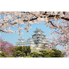 Картина на холсте по фото Модульные картины Печать портретов на холсте Пагода и ветви сакуры - Фотообои Японские и просто сады