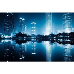 Отражение ночного города - Фотообои Современный город|Шанхай - Модульная картины, Репродукции, Декоративные панно, Декор стен