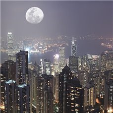 Картина на холсте по фото Модульные картины Печать портретов на холсте Ночной Гонконг - Фотообои Современный город|Гонконг