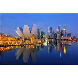 Ночной Сингапур - Фотообои Современный город|Ночной город - Модульная картины, Репродукции, Декоративные панно, Декор стен