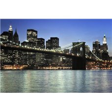 Картина на холсте по фото Модульные картины Печать портретов на холсте ночь город Манхэттенский мост - Фотообои Современный город|Нью-Йорк