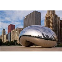 Портреты картины репродукции на заказ - Скульптура Клауд Гейт в Чикаго - Фотообои Современный город|Чикаго