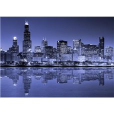 Картина на холсте по фото Модульные картины Печать портретов на холсте Ночной Чикаго - Фотообои Современный город|Чикаго