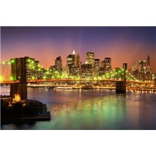 Картина на холсте по фото Модульные картины Печать портретов на холсте Бруклинский мост на рассвете - Фотообои Современный город|Нью-Йорк