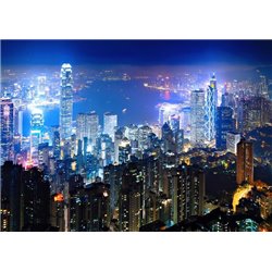 Ночной Гонконг - Фотообои Современный город|Гонконг - Модульная картины, Репродукции, Декоративные панно, Декор стен