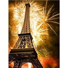 Картина на холсте по фото Модульные картины Печать портретов на холсте Фейерверк на фоне Эйфелевой башни в Париже - Фотообои Арт