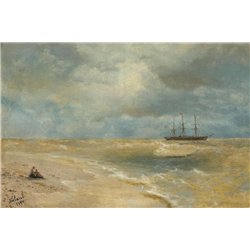 Морской пейзаж с кораблем