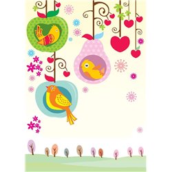 Птички в фруктах - Фотообои детские - Модульная картины, Репродукции, Декоративные панно, Декор стен