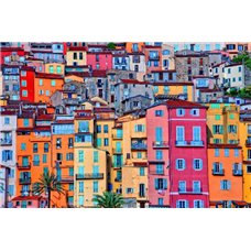 Картина на холсте по фото Модульные картины Печать портретов на холсте Разноцветные дома в Провансе, Франция - Фотообои архитектура