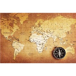 Компас на карте мира - Фотообои винтаж - Модульная картины, Репродукции, Декоративные панно, Декор стен