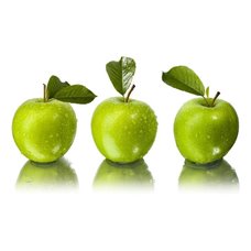 Картина на холсте по фото Модульные картины Печать портретов на холсте Три зеленых яблока - Фотообои Еда и напитки|фрукты и ягоды