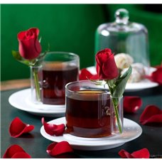Картина на холсте по фото Модульные картины Печать портретов на холсте Чай и маленькие розы - Фотообои Еда и напитки|напитки