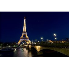 Картина на холсте по фото Модульные картины Печать портретов на холсте Эйфелева башня, ночной Париж - Фотообои Современный город|Ночной город