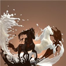 Картина на холсте по фото Модульные картины Печать портретов на холсте Лошади из молока и шоколада - Фотообои Еда и напитки|сладости