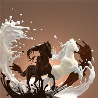 Лошади из молока и шоколада - Фотообои Еда и напитки|сладости