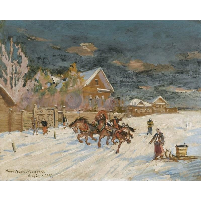Зимний пейзаж с тройкой