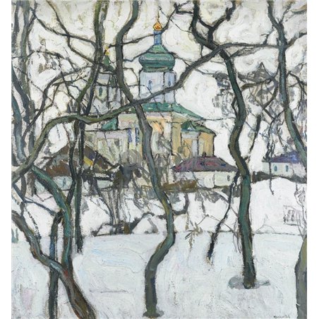 Зимний пейзаж с церковью