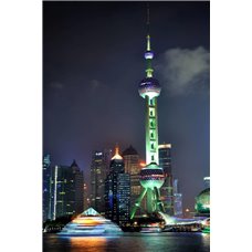 Картина на холсте по фото Модульные картины Печать портретов на холсте Огни Шанхая - Фотообои Современный город|Шанхай