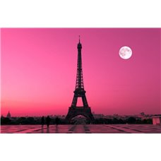 Картина на холсте по фото Модульные картины Печать портретов на холсте Эйфелева башня на фоне розового заката - Фотообои архитектура|Париж