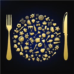 Вилка, нож и тарелка - Фотообои Еда и напитки|еда - Модульная картины, Репродукции, Декоративные панно, Декор стен