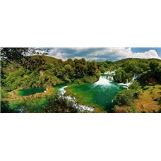 Картина на холсте по фото Модульные картины Печать портретов на холсте Лесной водопад - Фотообои водопады
