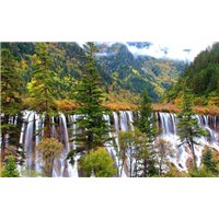 Портреты картины репродукции на заказ - Лесной водопад - Фотообои водопады