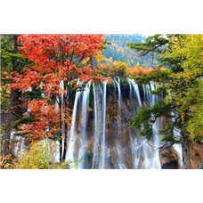 Картина на холсте по фото Модульные картины Печать портретов на холсте Водопад в осеннем лесу - Фотообои водопады