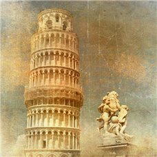 Картина на холсте по фото Модульные картины Печать портретов на холсте Пизанская башня, Италия - Фотообои винтаж